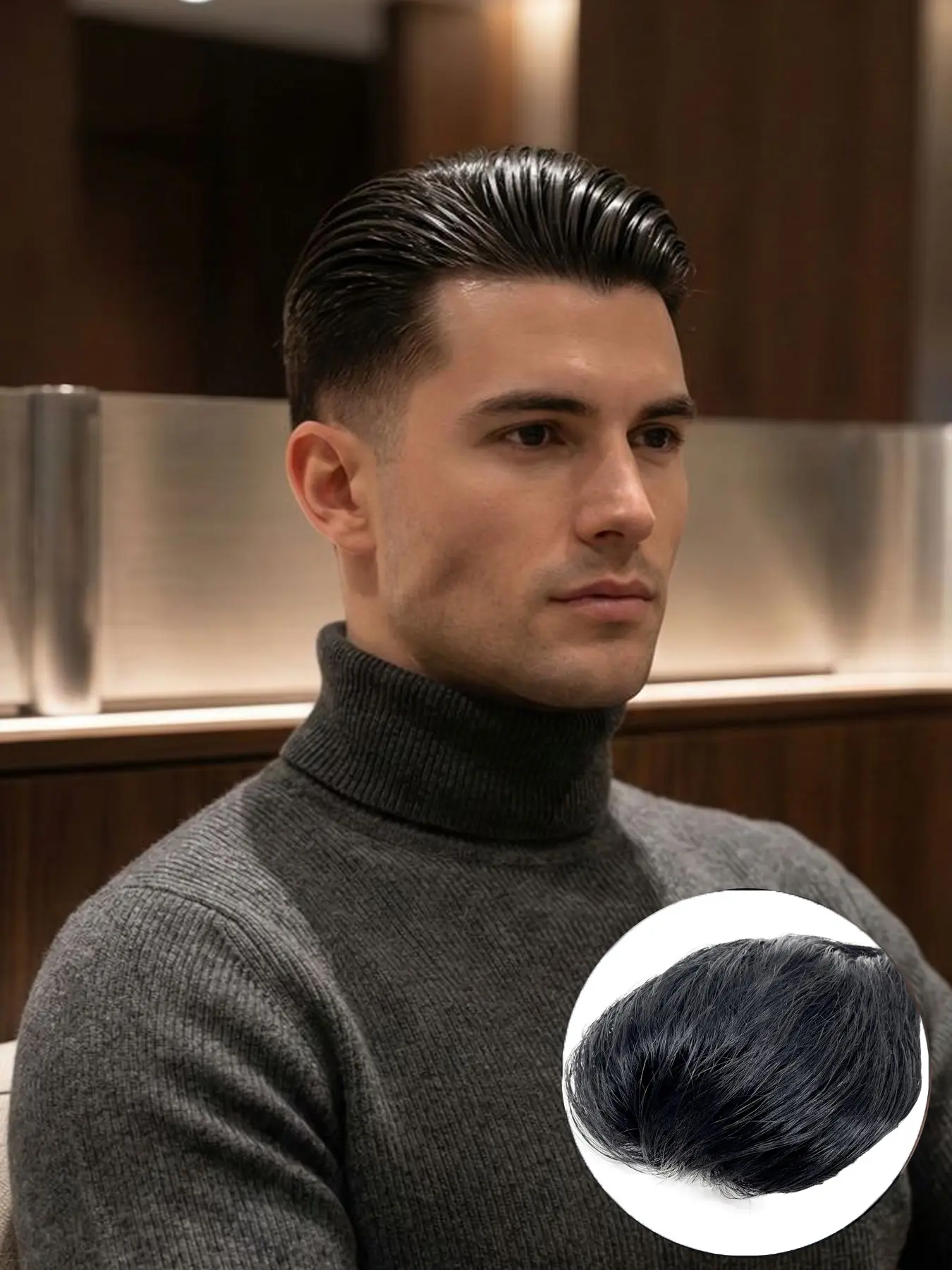 Undetectable Men's Back Comb Toupee - V-Looped Premium Human Hair on Ultra-Thin 0.03mm PU Skin Base - Like a Second Skin for Maximum Realism, Effectively Covers Bald Spots & Thinning Hair for a Flawless Look, Realistic Hairpieces, Hair Replacement