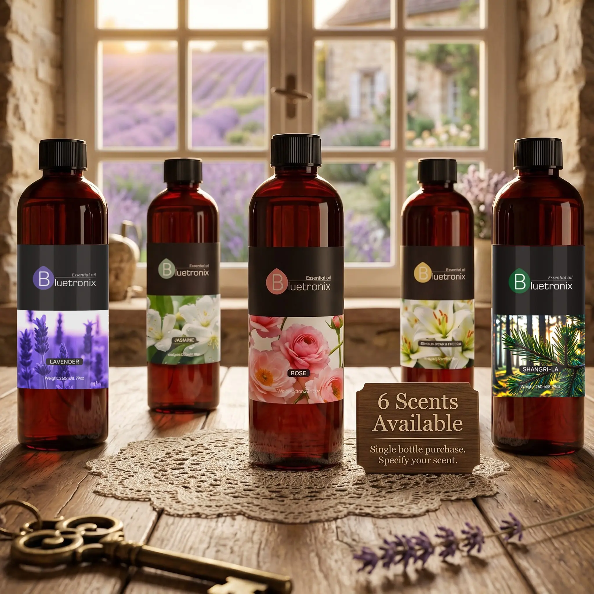 Rose, Jasmine & Bluebell Essential Oil Refill, Home fragrance, 260ml/8.79oz Natural Botanical Extract, Compatible With Aroma Stones, Lava Beads & Bracelets, Woody Fragrance For Living Room, Bedroom & Office, Home Fragrance Products