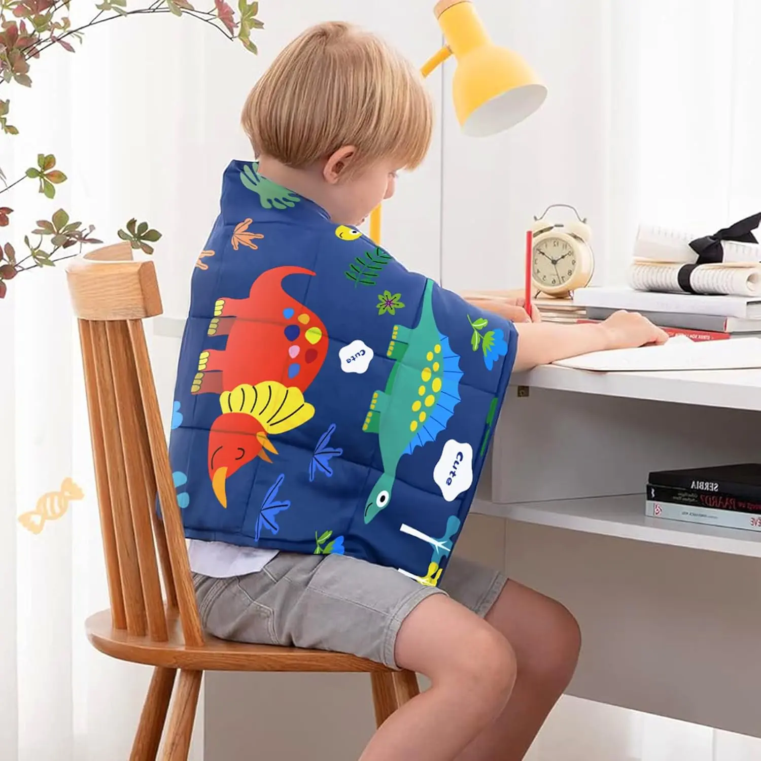 Weighted Lap Blanket for Adults , Weighted Lap Pad for   17"x22" 2lbs Small Weighted Blanket for Sleeping   Relaxation Travel Office Blue Dinosaur
