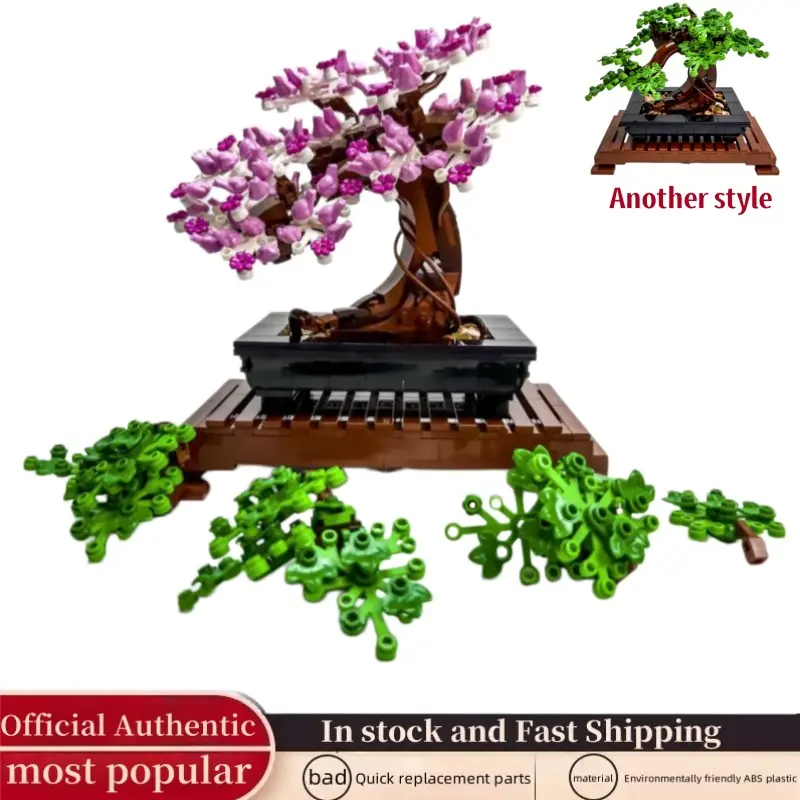 MOC Bonsai Tree Building Blocks Set Four Season Flower Bonsai Potted Plant Home Decoration Brick DIY Botanical Toys Adult Gift Bricks, Buildable Blocks Kit, DIY Plant Toy, Adult Gift, DIY Kits