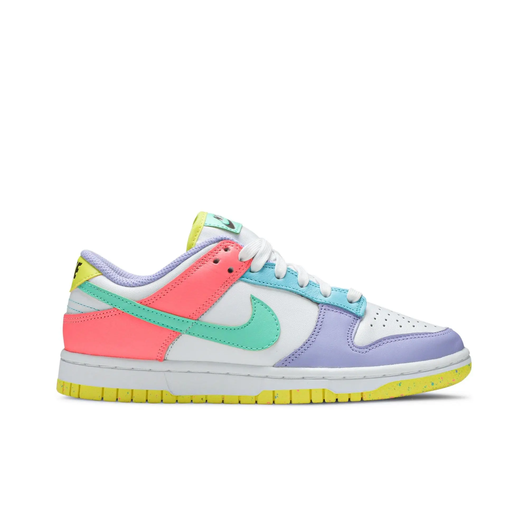 Nike Women's Dunk Low SE 'Candy' Street Skate Sneakers (Women's Sizes) - White/Green Glow/Sunset Pulse, Style Code DD1872-100