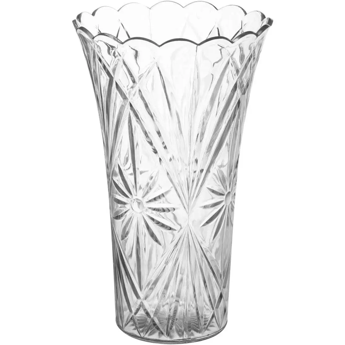 Flower Acrylic Vase Decorative Centerpiece for Home or Wedding Non-Breakable Plastic - 9" Tall, 4" Opening - Clear