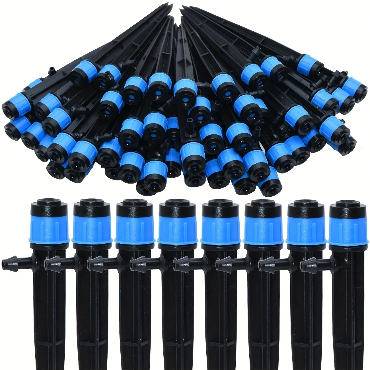 13*24 cm Durable Drip Irrigation Ground Plug Fountain Nozzle - 360° Adjustable, 0-80 L/h Flow, 0-0.5 M Range, 4mm Inner Diameter Hose Compatible, 55g Bulk Pack (20/50/100 Pieces) for Fruit Tree Nursery & Potted Plant Gardening Watering