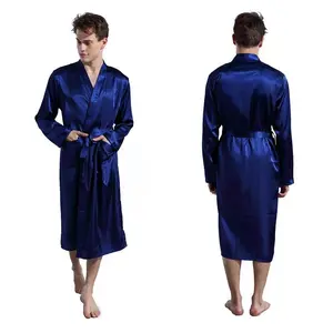 Groom Robe Emulation Silk Soft Home Bathrobe Nightgown For Men Kimono Customized Name and Date Personalized for Wedding Party