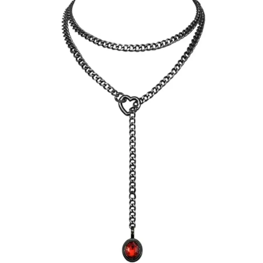 Elegant Cuban Slip Chain Necklace for Women, 39 Inch Adjustable Stainless Steel with Removable Heart O-Ring and Crystal Pendant, 39-In, Daily & Wedding Gift, Stainless Steel Jewelry, Heart Shape, Everyday Wear, Long, Heart Necklaces