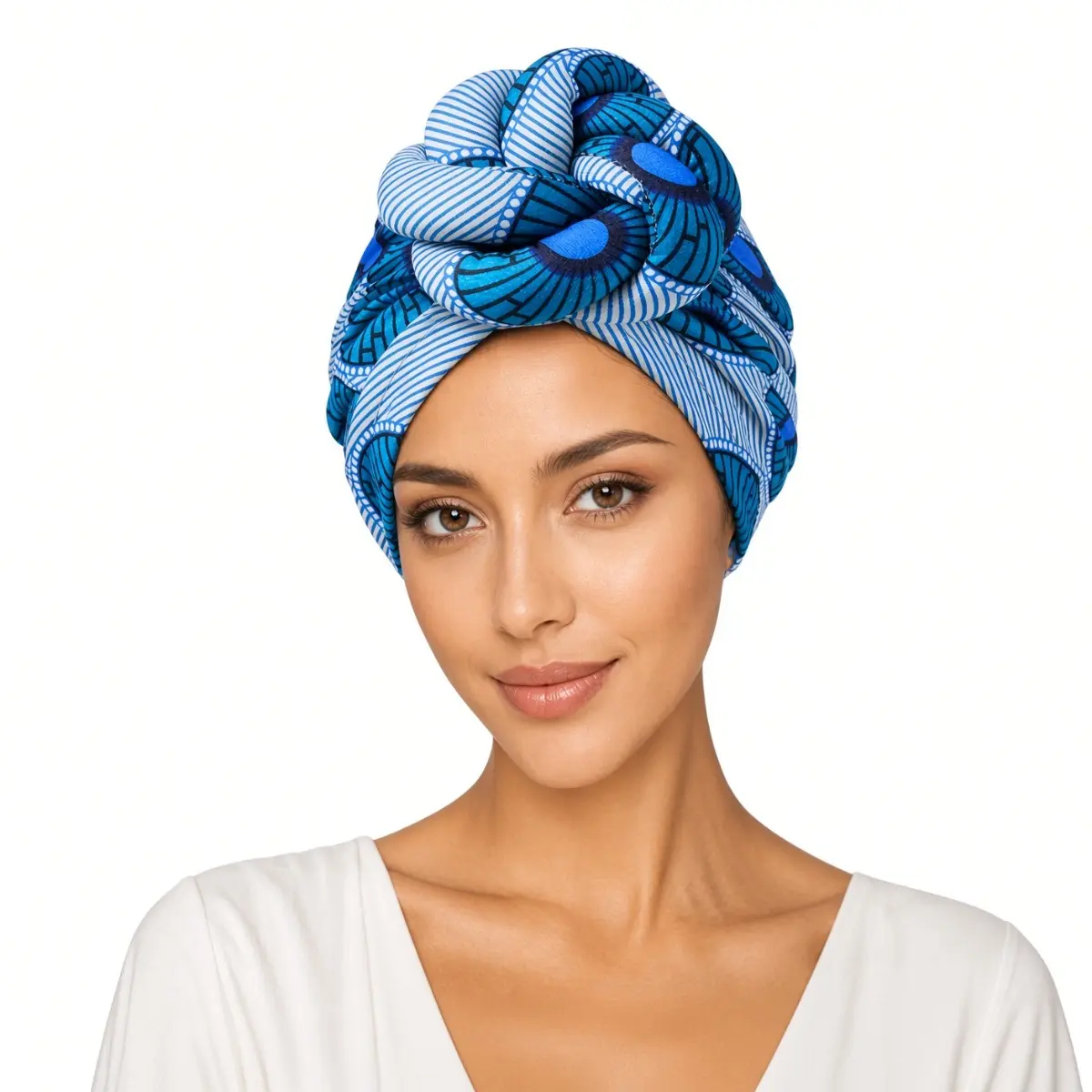 Women’s Printed Head Wrap Cap, 3D Twisted Knot Turban With Soft Stretch Design for Daily Styling, Home Wear, Travel, Casual Outfits, Hair Covering and Everyday Comfort