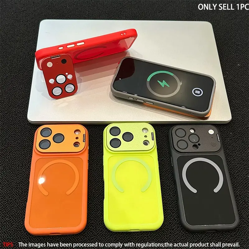 Magnetic camera lens metal bracket shock-absorbing Shockproof durable phone case casing suitable for iPhone 17 17Air 16 15 14Plus 13 12 11 Pro Max compatible with smartphones, Magsafe supports wireless charging, grip protective cover