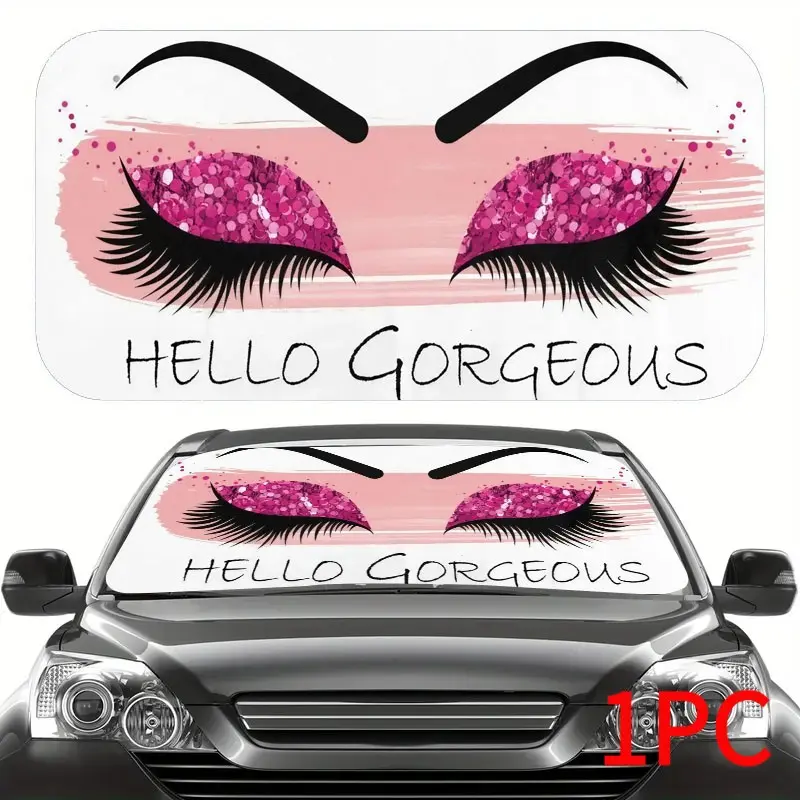 Foldable Car Sunshade, UV Protection Windshield Cover, Car Window Sunshades, Windshield Shade Protector, Fun Husky Print, Summer Driving Shade, Universal for Cars Suv Trucks