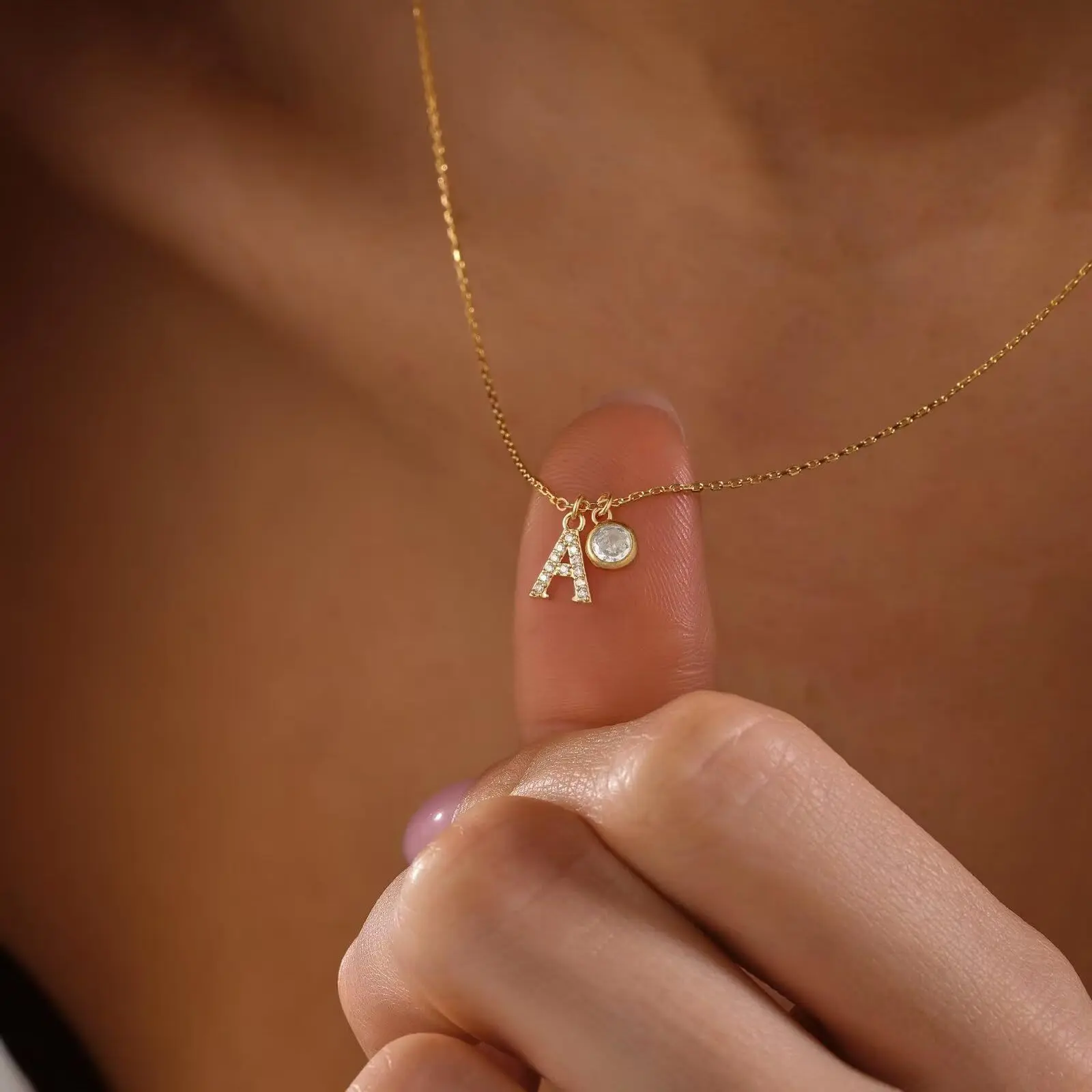 14K Gold Plated Necklace for Women, Shiny Round Cubic Zirconia Pendant Personalized  Letter A-Z Accessories Gold Alphabetical Initial Necklace Birthday Gifts Party Wedding Engagement Anniversary Jewelry