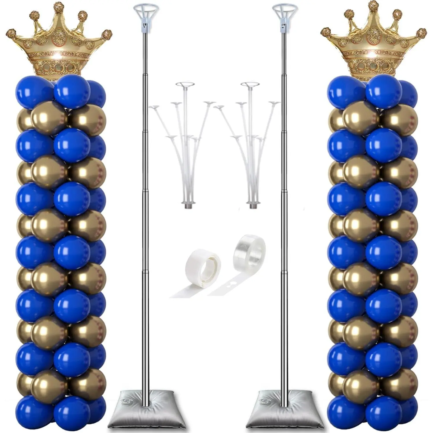 Balloon Column Stand Kit Set of 2, 2IN1 Balloons Holder Sets Ballon Arch stand for Floor, 9  Height Adjustable Metal Baloon Tower Pillar for Graduation, Wedding, Party Decoration