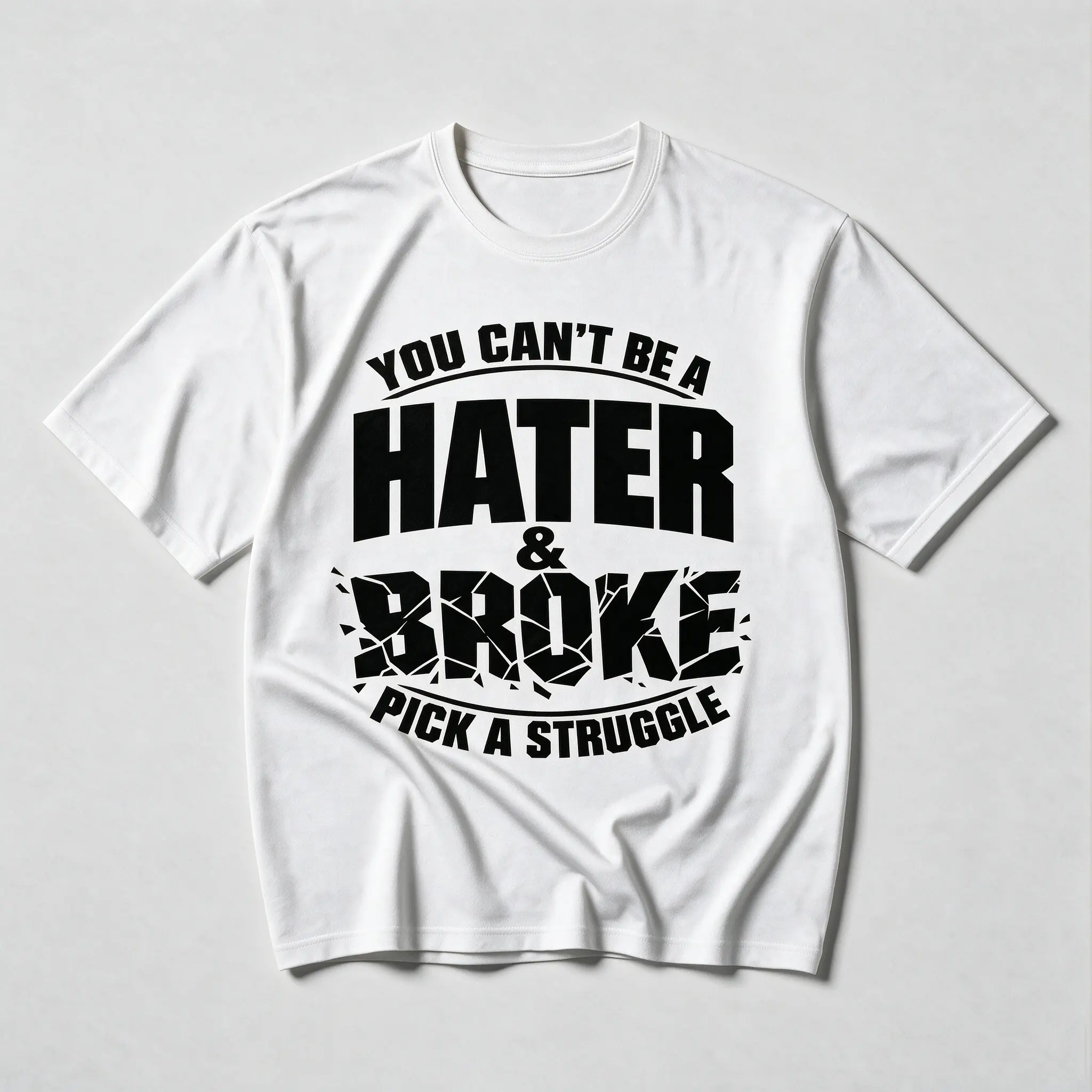 Bold Cracked Letter Pick A Struggle Hustle Graphic Print |     100% Cotton T-Shirt, Anti Hate Grind Entrepreneur Tee, Men Hip Hop Casual Streetwear Top, Business Gym Urban Outfit, Side Hustle Cheer Up Gift For Husband Son