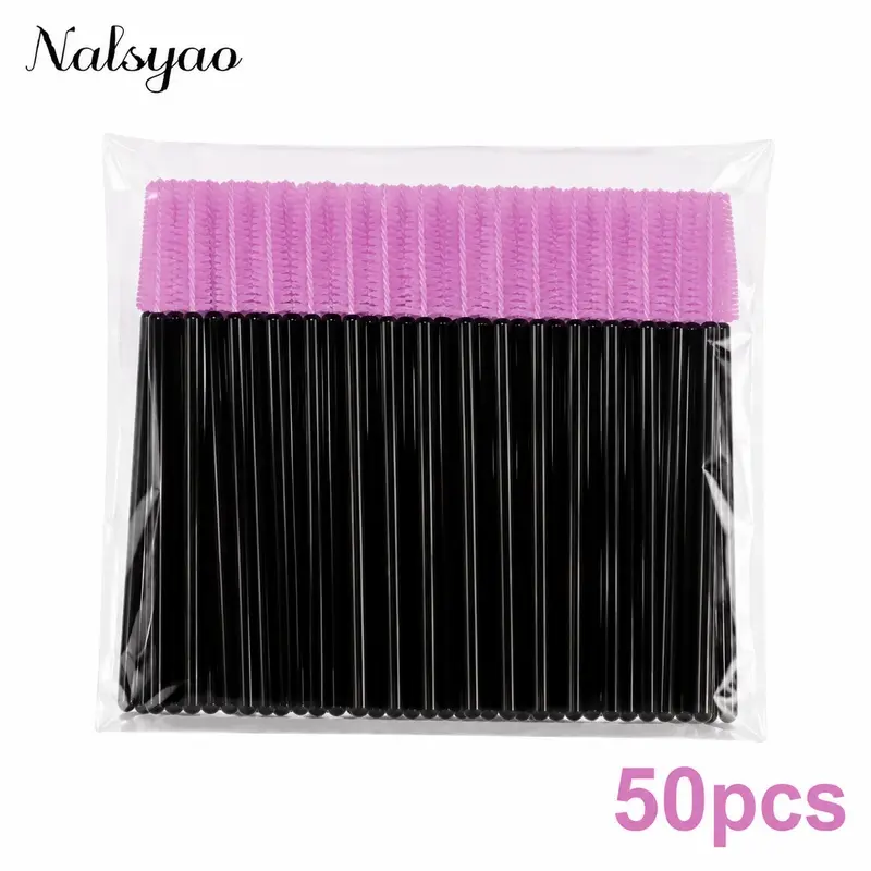 50 Pack Disposable Silicone Mascara Wands, Soft and Portable Makeup Brushes. Hygienic and Easy to Use, Smooth Application Without Clumping. Perfect for Daily Makeup and Travel.