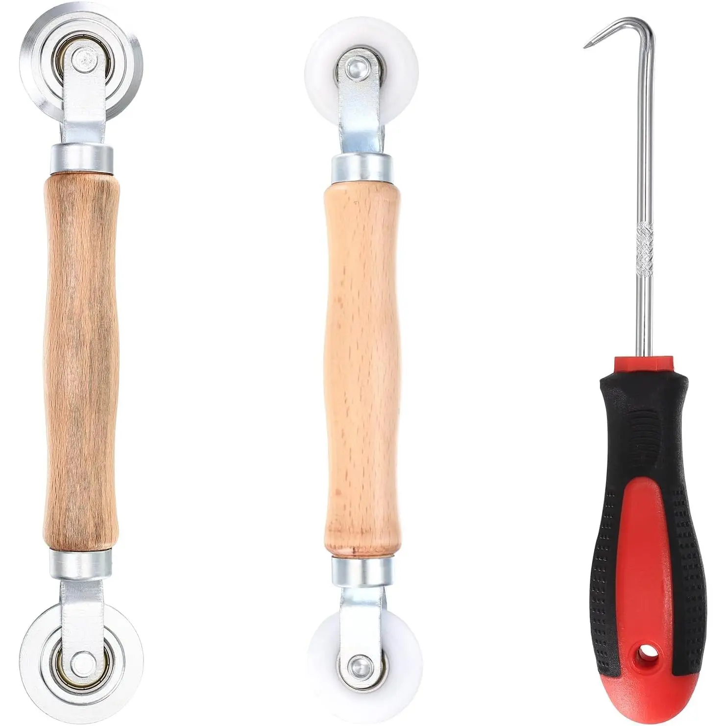 3-Pcs Home Improvement Window Screen Rolling Tool Set for DIY Enthusiasts - Metal/Nylon Bearing Spline Roller, Mesh Window Screen Installation & Repair Hook