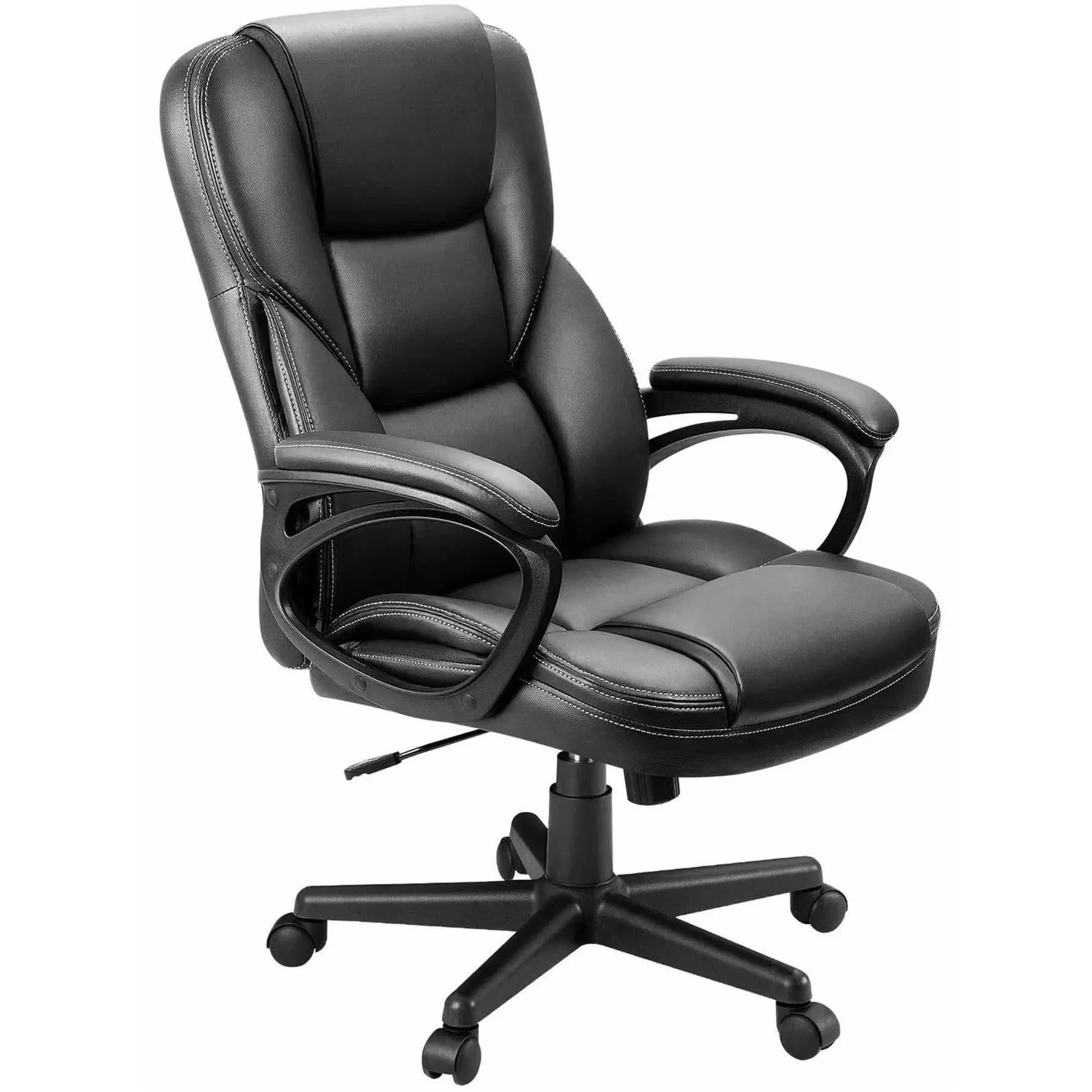 Flamaker PU Leather Single Seat Executive Office Chair - 360-Degree Swivel Base, Adjustable Height, Lumbar Support, Executive Look