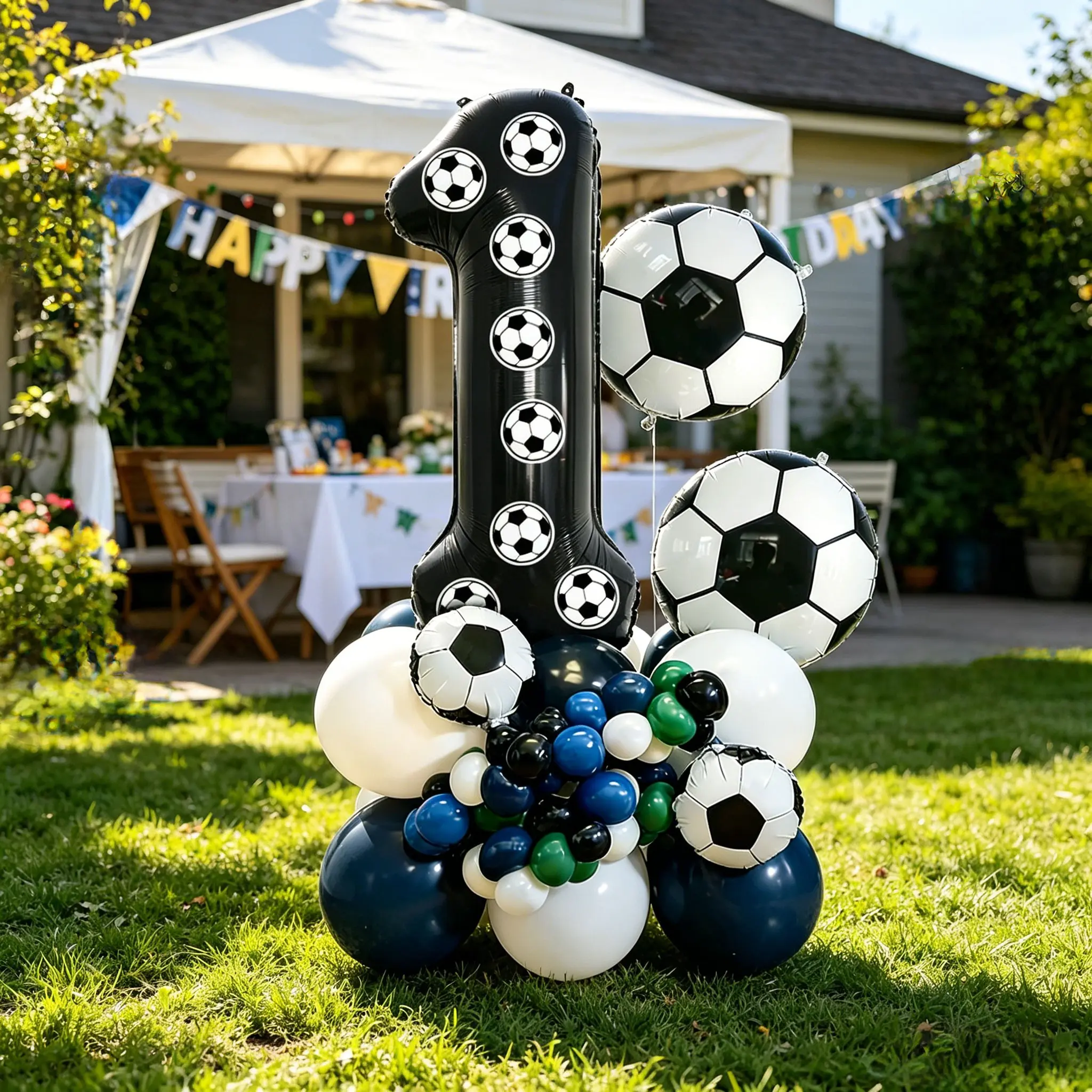 60pcs Football Theme Birthday Balloons Set, Includes Numbers 0-9, Latex Balloons for Kids Party, Soccer Event Decorations, Balloons For Balloon Arch, Foil Balloons, Balloon Garland