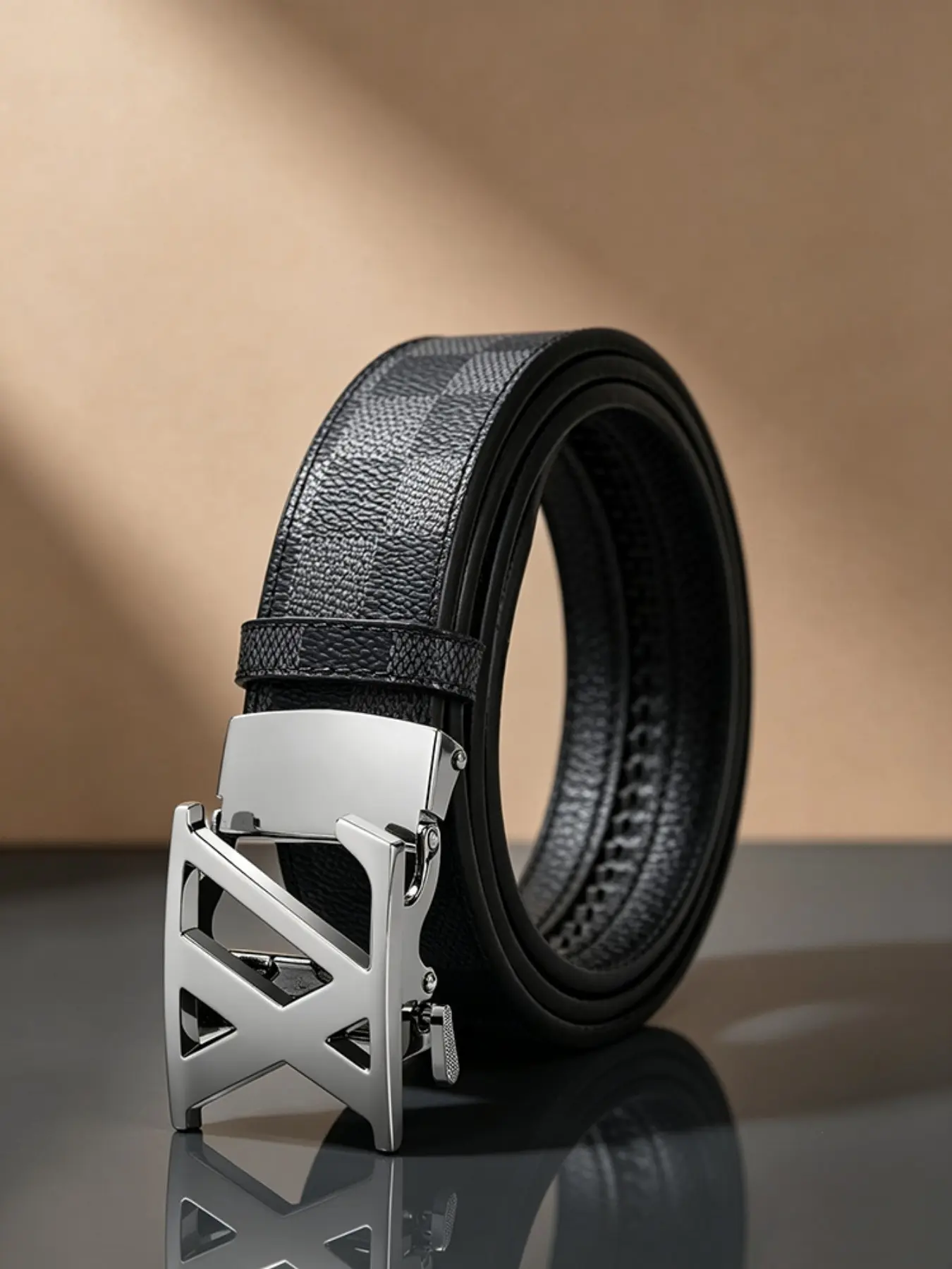 Fashion Men's Automatic Buckle Belt, Alloy Buckle High-Quality Leather Belt, Ideal Gift for Daily and Business Wear, All Seasons