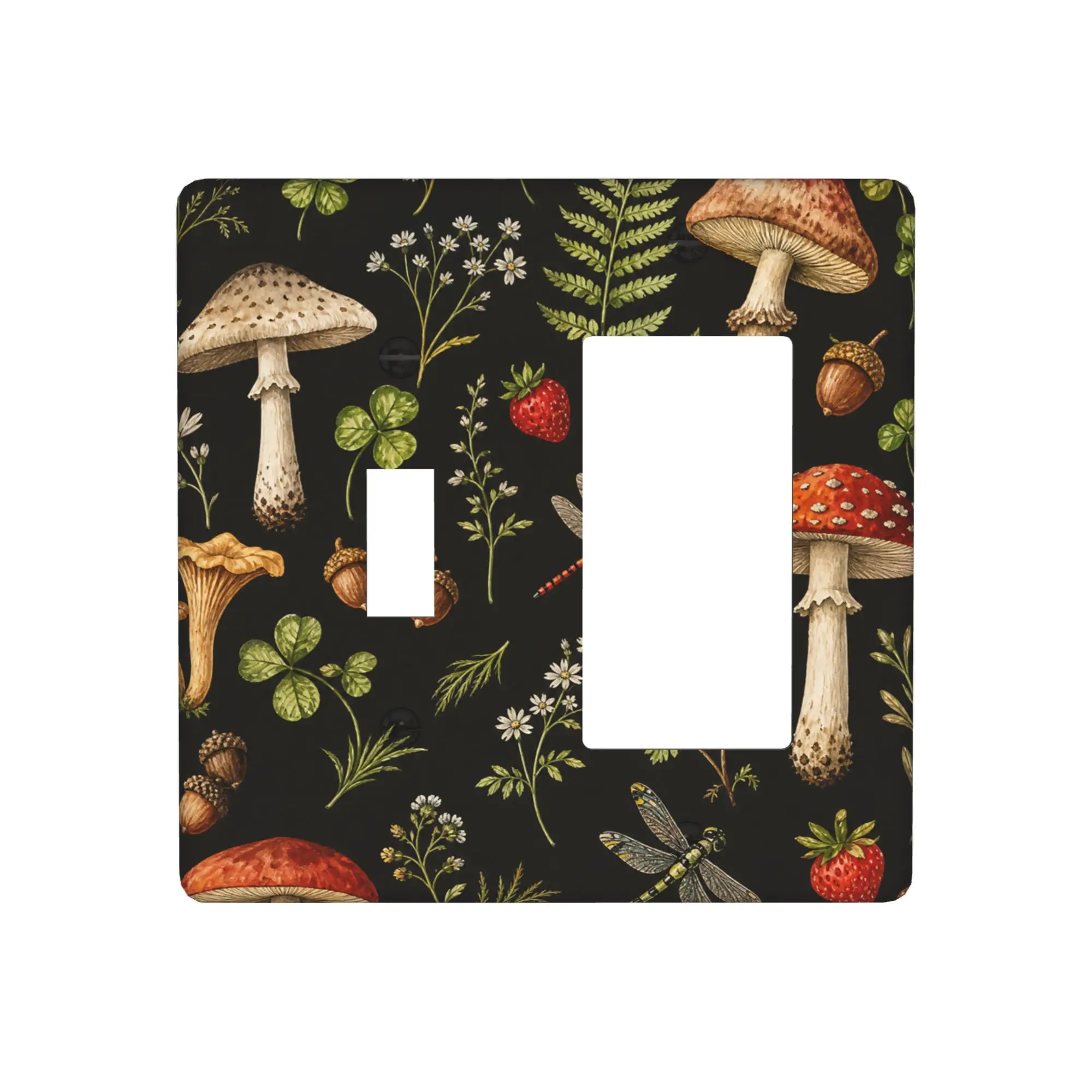 Cute Mushroom Forest Light Switch Cover Decorative Single Toggle 1 Gang Wall Plate With Vintage Nature Pattern Light Switch Cover Plate Decorative Outlet Covers For Bedroom Kitchen Bathroom Home Decor