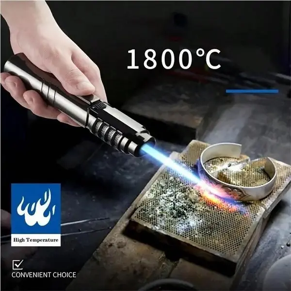 1800° High-Temperature Metal Butane Gas Spray Gun Lighter - Windproof, Blue, Portable, Adjustable Flame Control, Mens Gifts Set with Gift Box for Outdoor Welding, Camping, Gifts For Him