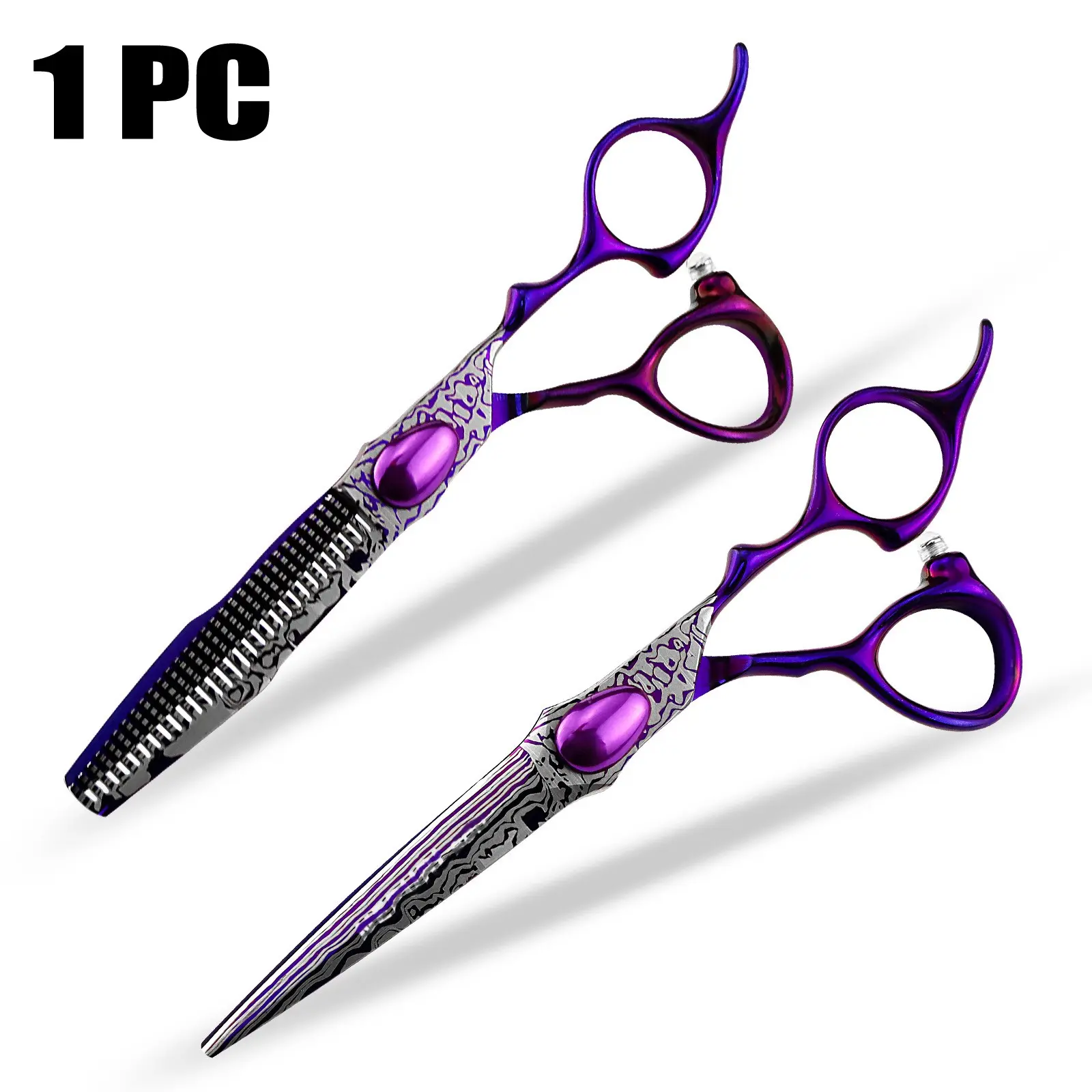 1PC Professional JP440c Steel 6'' Damascus Purple Hair Scissors, Hair Tool, Hair Salon Tools, Haircut Thinning Barber Makas Cutting Shears Hairdresser Scissors Thinning Hairdressing Salon Barber & Home Japanese Steel