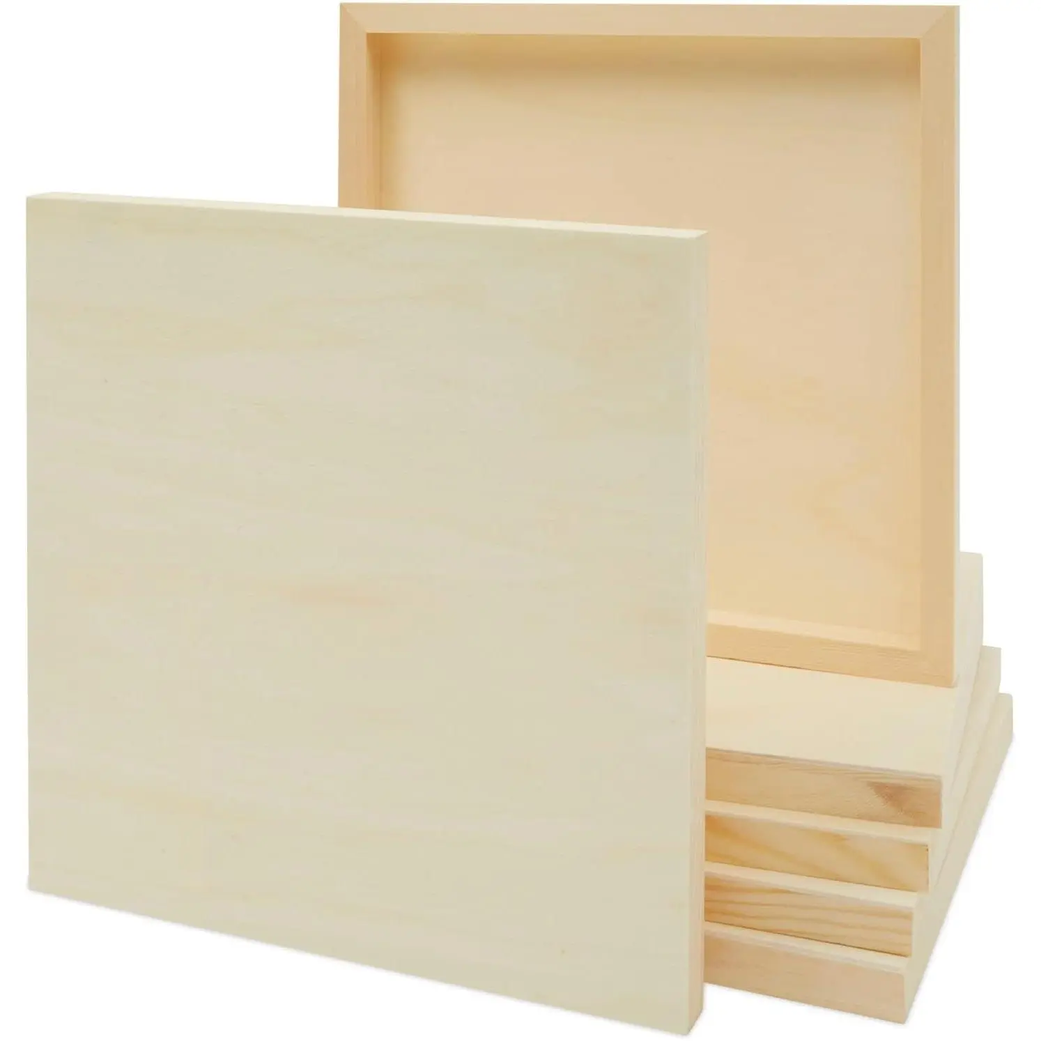 Wood Squares for Crafts - 12 x 12 in, 6 Pack, Unfinished Pine - Painting Panels & Cradle Boards for Art - Wood Art Panels