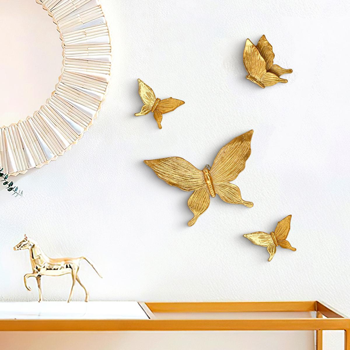 Butterfly Design Wall Decor, 4 Counts/set Creative Wall Hanging Ornament, Wall Decor for Home Living Room Bedroom Study Room, Stickers