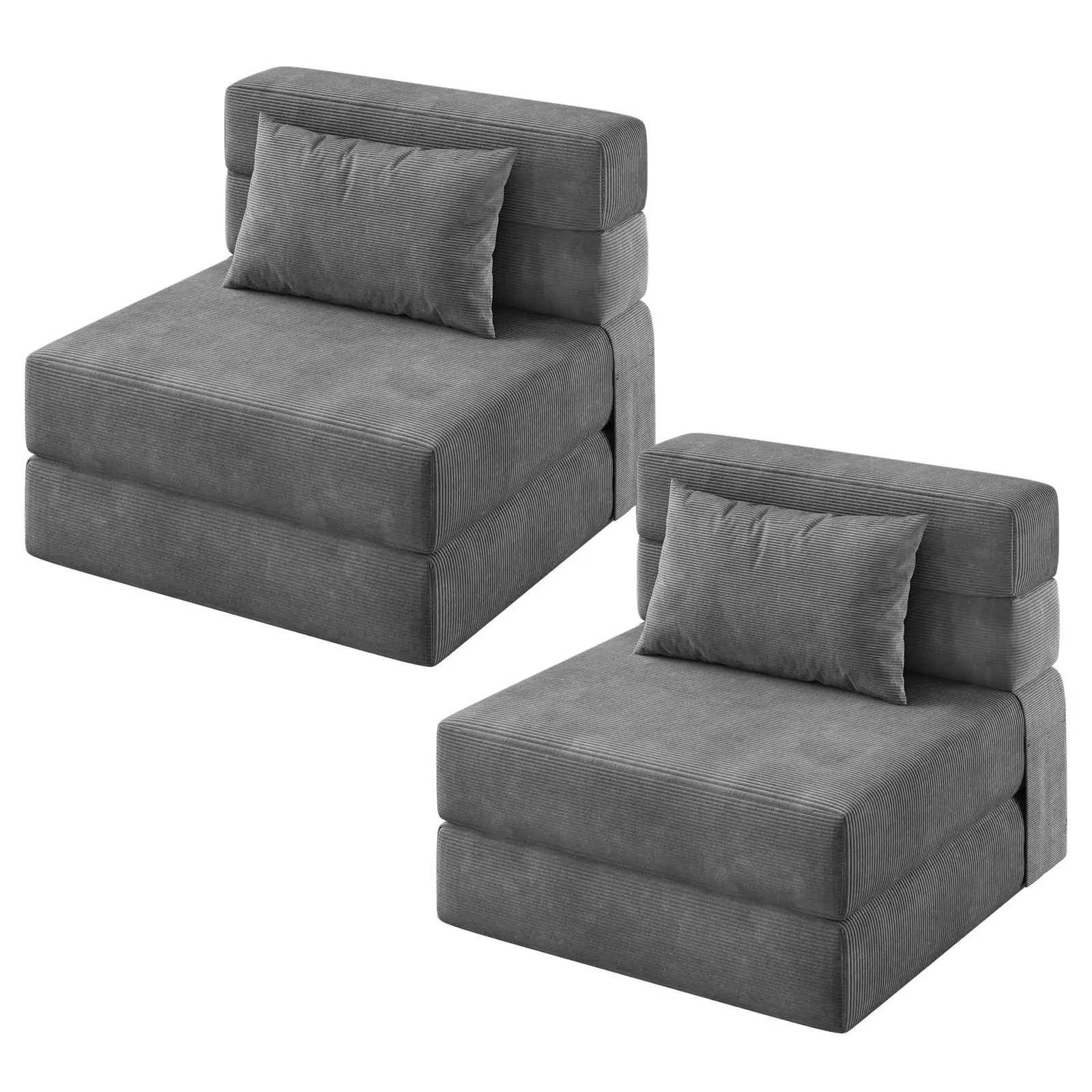 2-Piece Folding Sofa Bed Chair, Convertible Couch with Foldable Design, Comfortable Cloud Couch for Living Room, Multi-Functional Sectional as Comfy Couch & Bed