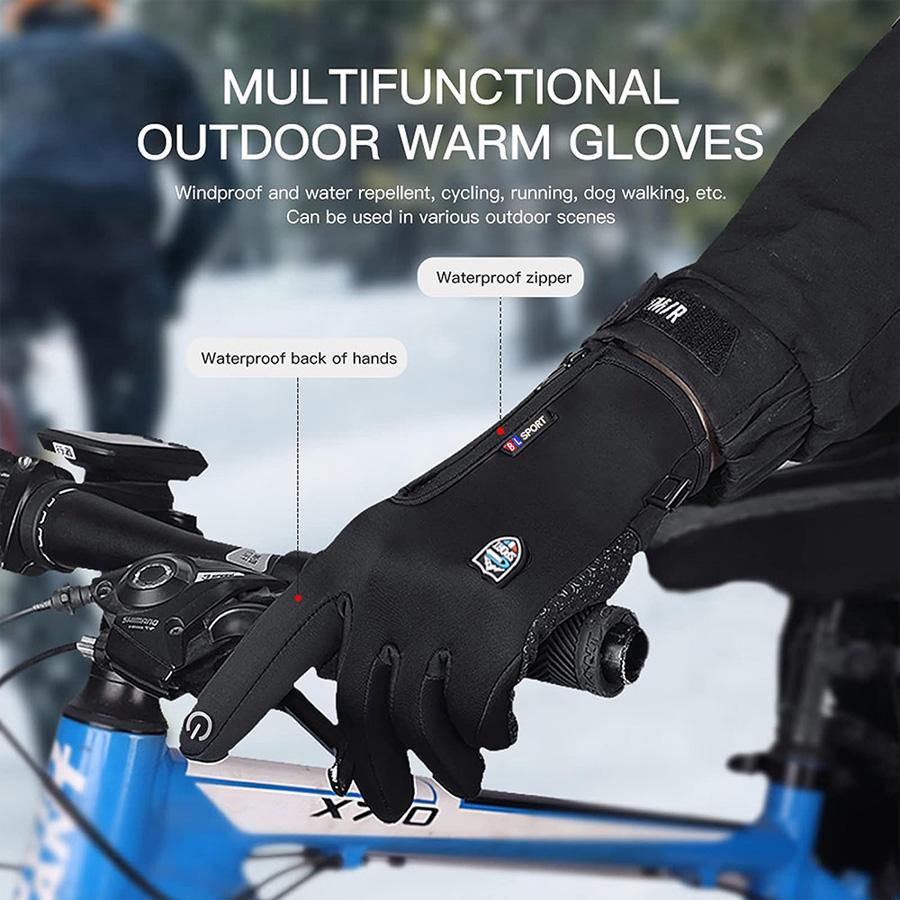 Winter Thermal Gloves, Waterproof Windproof Non-slip Touch Screen Gloves, Outdoor Running, Cycling, Driving Gloves for Men & Women