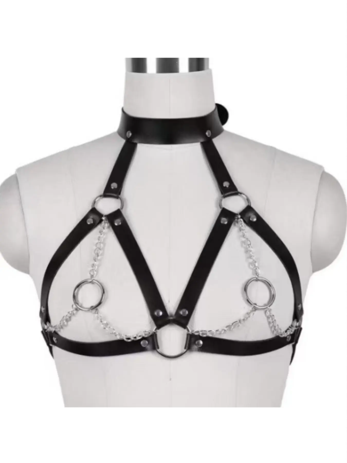 New Eu-Style PU Erotic Bondage Belt, Metal Chain Chest Binder, Waist Strap, Waist Accessories, One-Piece Accessory, Fashionable and Sensual Design