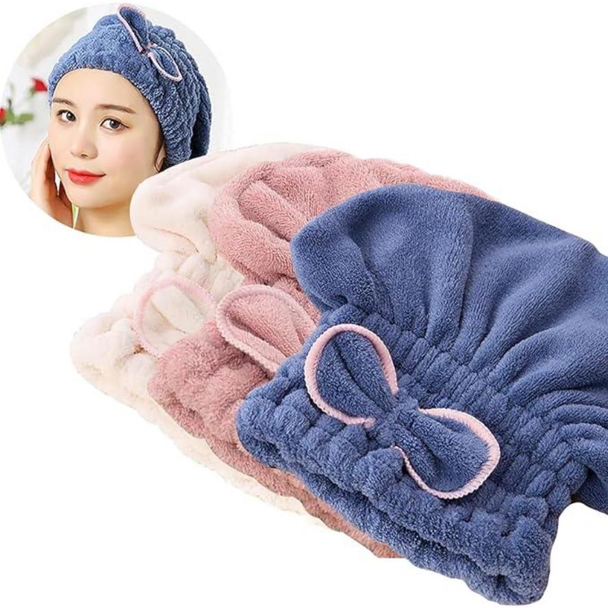 3 Pcs  Ultra Soft Microfiber Hair Towel Cap Set - Ultra Absorbent Rapid Quick-Drying, Gentle No-Snug Neck Pain Design, Overnight Deep Conditioning Machine Washable Reusable, Ideal Women’s Birthday Holiday Gift Lightweight
