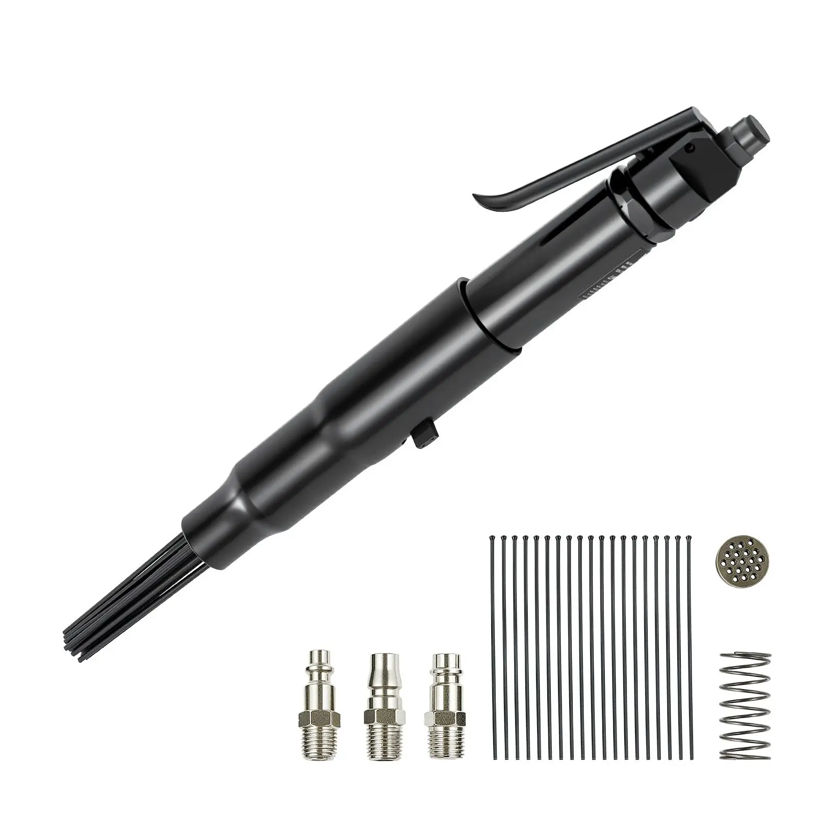 VEVOR Needle Scaler, 3400 BPM Pneumatic Tool for Removing Rust & Paint - 3-Speed Adjustment, 19 Hardened Needles, 3 Air Nozzle Connectors, 4 Hours Continuous Operation, Lightweight Compact Design, Comfortable Fatigue-Free Grip, Rust Removal Products, High