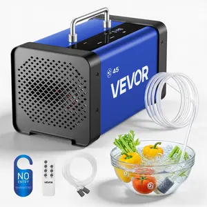 VEVOR Ozone Generator Ionizer, 45000mg/h Commercial Ozone Machine with 15s Delayed Start, Dual-Hose Water Mode, LCD Touchscreen, Industrial Deodorizer for Car, Home (Up to 3800 sq.ft, 1000mg/h, 11.4x6.1x6.5in, 2.5kg)
