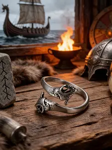 Elegant Stainless Steel Viking Wolf Head Ring, Adjustable Size 7-12, Perfect Gift for Vikings Lovers, All Seasons Jewelry