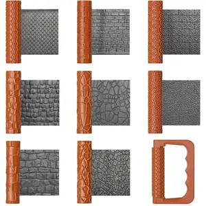 9 Pcs Clay Texture Roller Set with Handle, 8-Pattern 3D-Printed Miniature Texture Rollers for Clay, Miniatures, Tabletop, Pottery (Terrain)