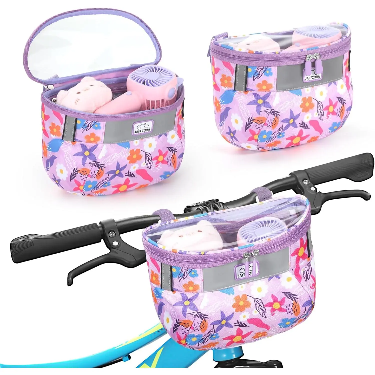 Kids Bicycle Basket, Front Frame Handlebar Bag for Toddler Scooter Tricycle Bike, Fabric Bicycle Basket for Boys & Girls