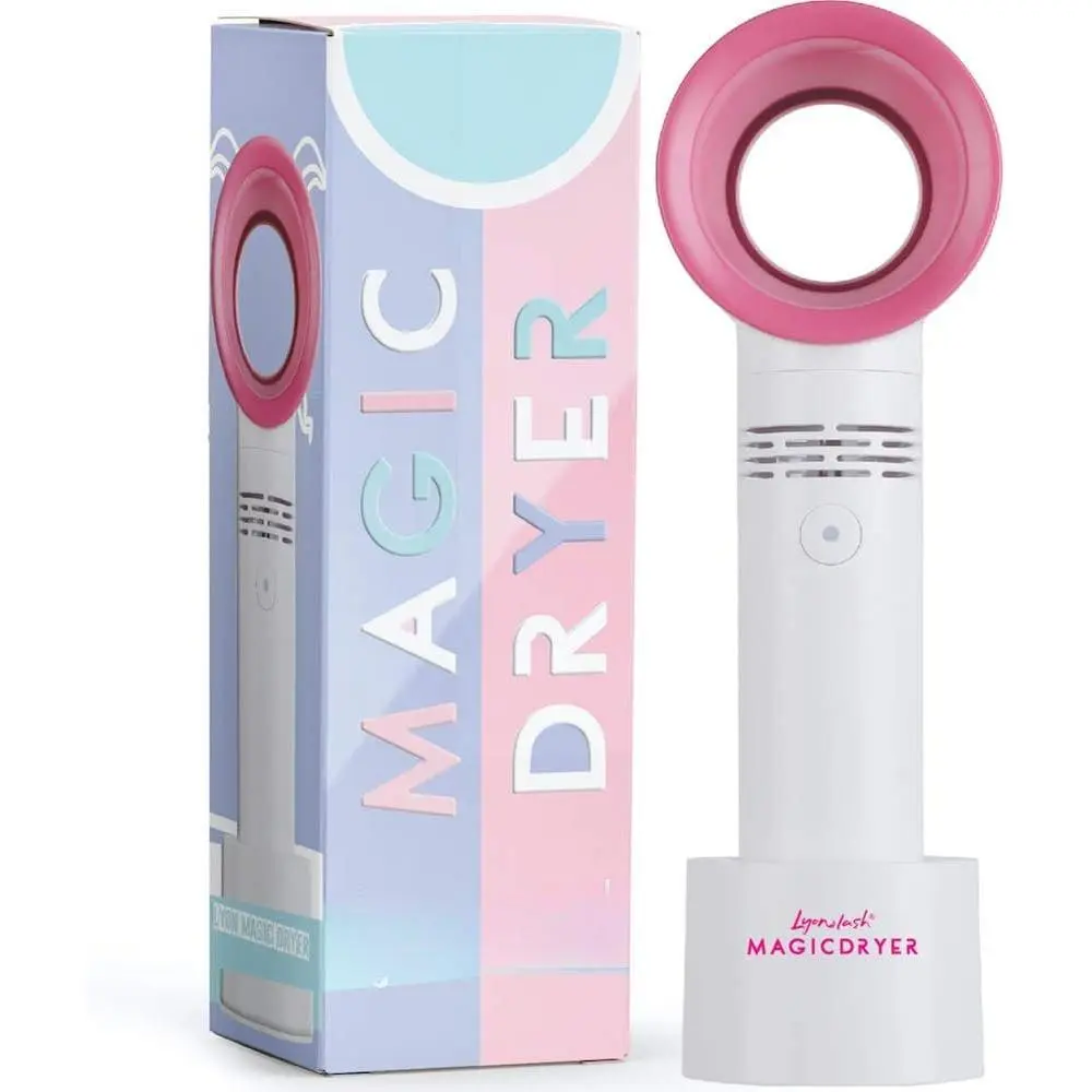 Portable USB Rechargeable Bladeless Mini Fan/Air Conditioning Blower/Handheld Cooling Dryer, Essential Eye Extension Supplies, Dries Eye Extensions Glue/Adhesive Rapidly (White)