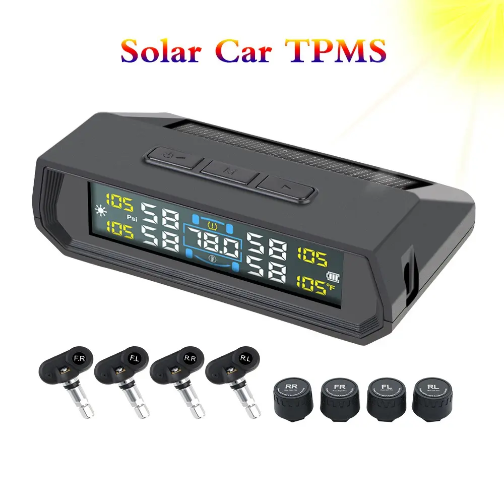 USB / Solar TPMS Automotive Car Tire Pressure Monitoring SystemAuto Security Alarm Systems In Car Temperature DisplayUniversal