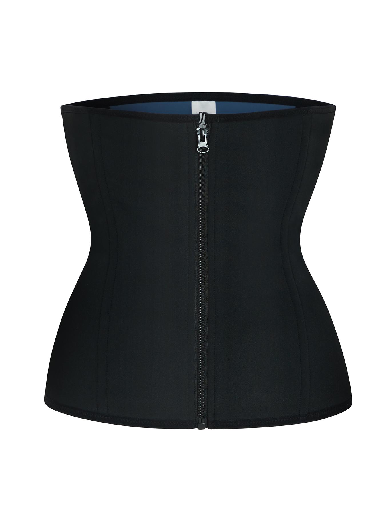 [Plus Size] Solid Color Zipper Front Waist Trainer, Waist Cincher Shaper, Tummy Control Shaper, Women's Shapewear for Daily Wear, Flat Belly Shaper