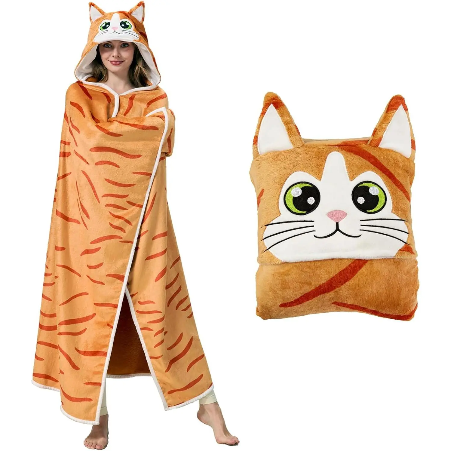 Adult One-Size Wearable Hooded Blanket, Warm Cozy Oversized Plush Flannel Hoodie, Ideal Gift for Men, Home Wear