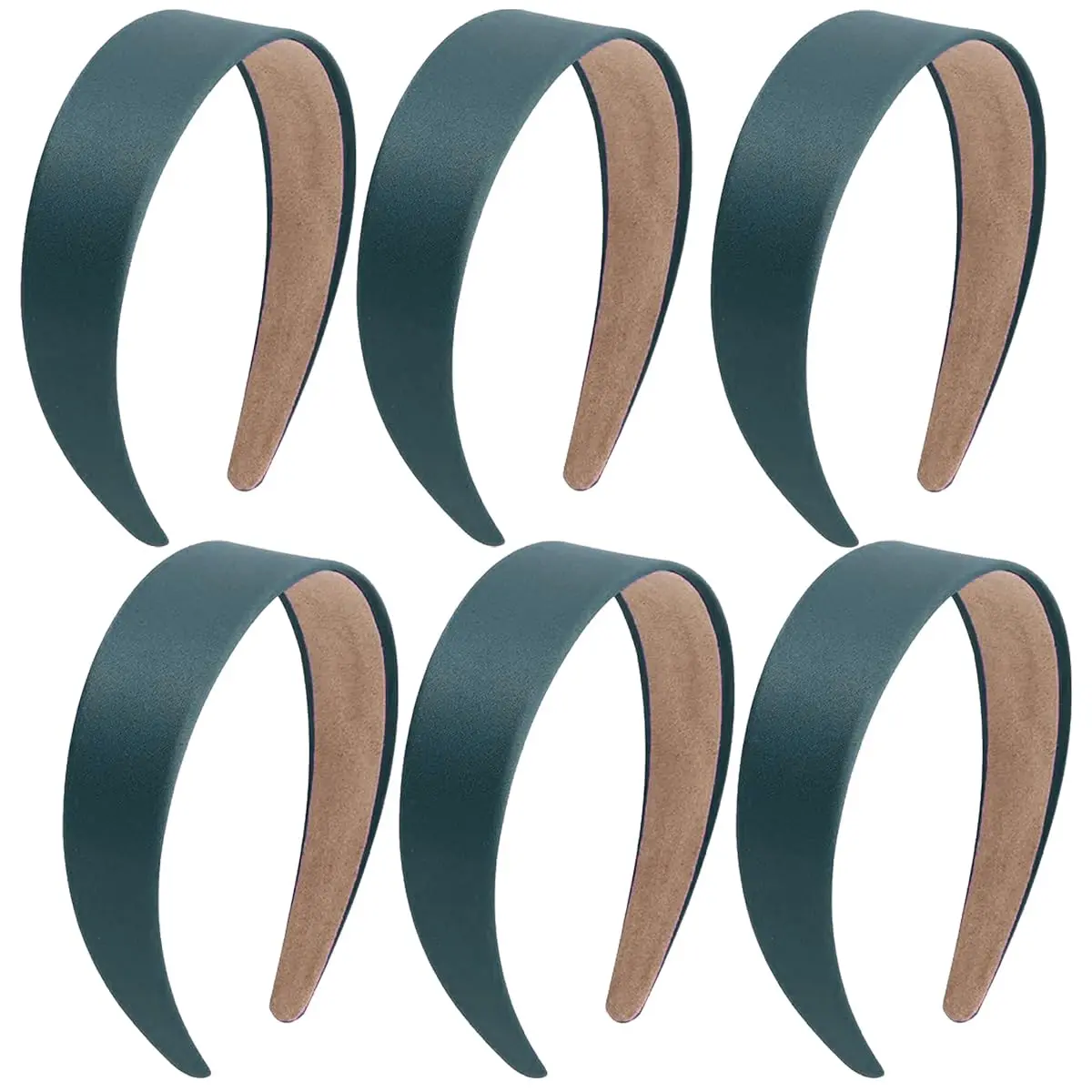 6 count Solid Headbands for Women Wide 1.2 inch DIY Plain Solid Hair Bands Non-Slip Fashion-Dark Green Headbands Hair Accessories for Women