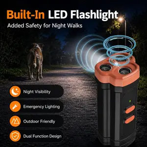 Three-Head Ultrasonic Dog Repeller, Handheld High-Power Barking Training Trainer, USB Rechargeable 800mah, LED Flashlight, Pet Supplies
