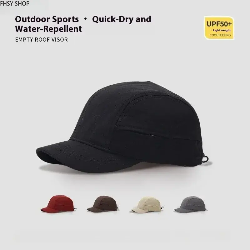 Mens Retro Soft-Top Short-Brim Japanese Baseball Cap - Black Casual Mens Hat, Quick-Dry Lightweight Cooling Sun Protection Men's Accessory for Adults with Big Head Circumference Fit, Black Cap, Casual Baseball Cap