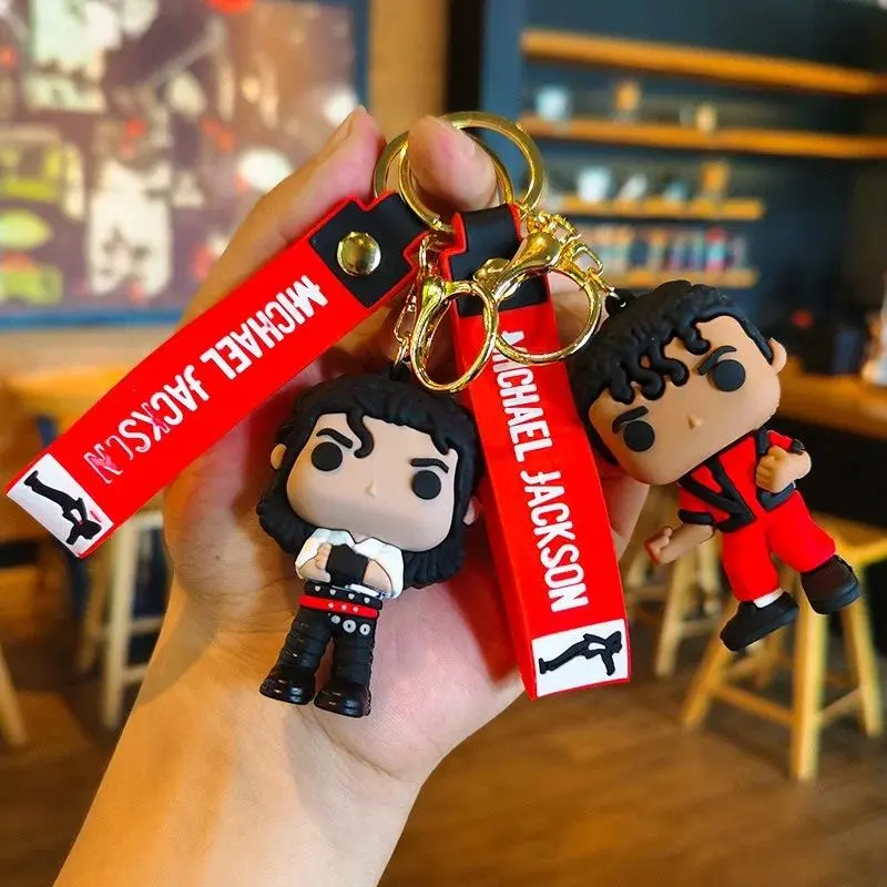Michael Jackson Themed Stylish Keychain - 4 Styles, Keyrings Included, Unisex Stuffed Toy Accessory, Gift Ideas for Fans, Keychain Included, Stylish Keyring