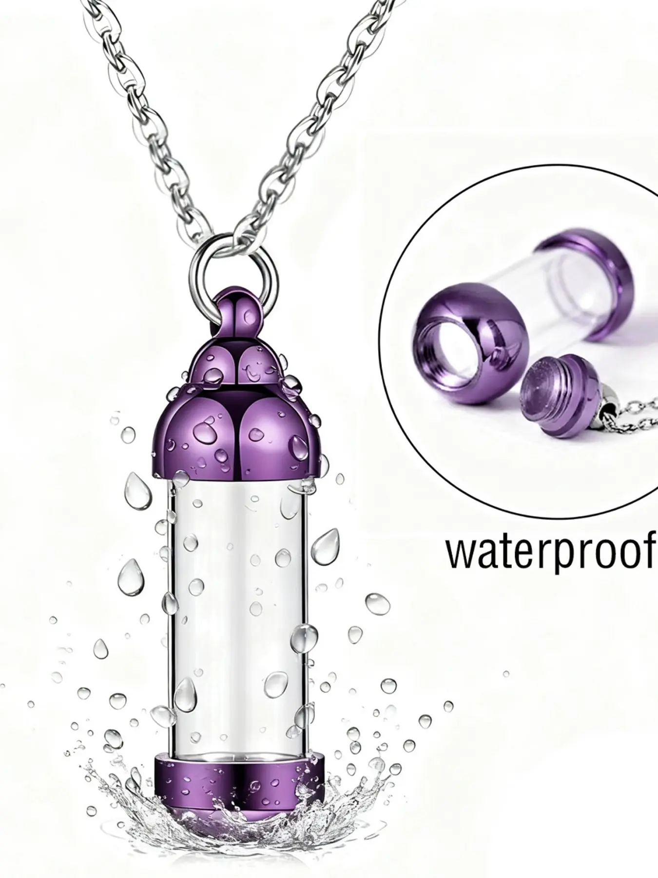 Transparent Glass Ash Box Pendant, Stainless Steel Waterproof Pet Memorial Necklace, Keepsake Jewelry for Loved Ones, Elegant Design, Ashes Necklace
