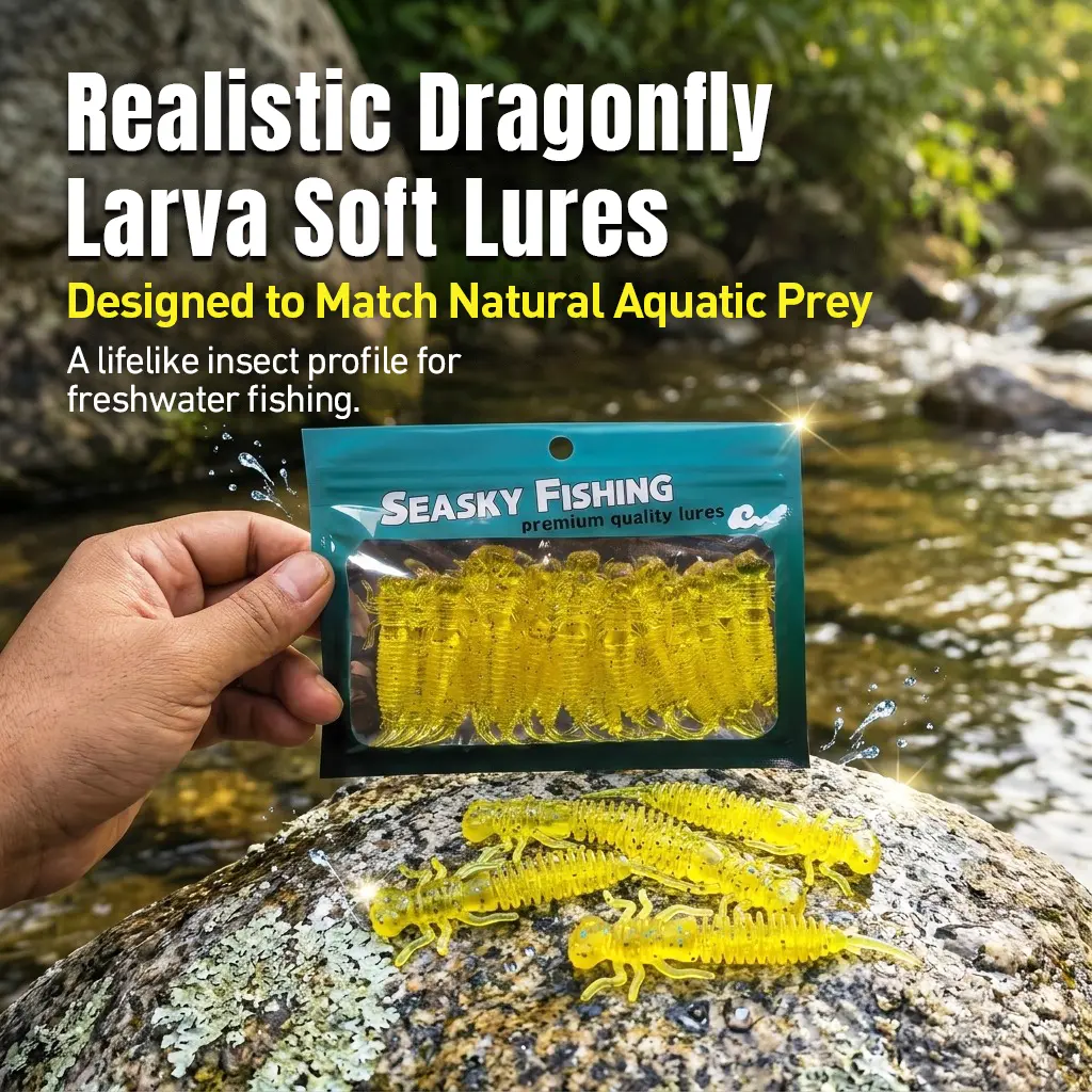 20pcs Lifelike Dragonfly Nymph Soft Baits, 2.8" Insect Lures with Segmented Body for Freshwater Fishing