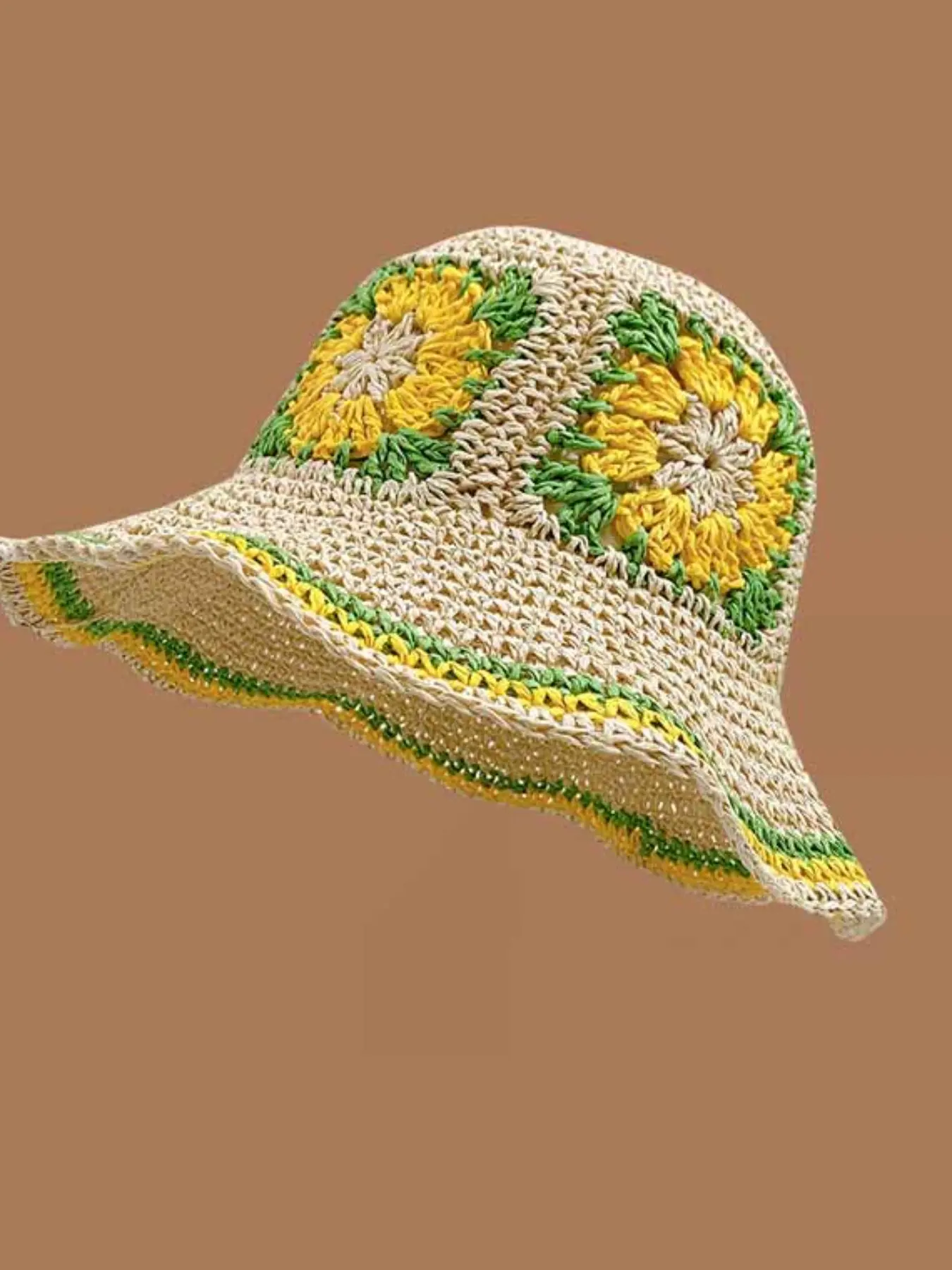 Boho Crochet Sun Hat Women, Floral Handmade Bucket Hat, Lightweight Summer Beach Hat for Holiday, Travel & Outdoor Wear