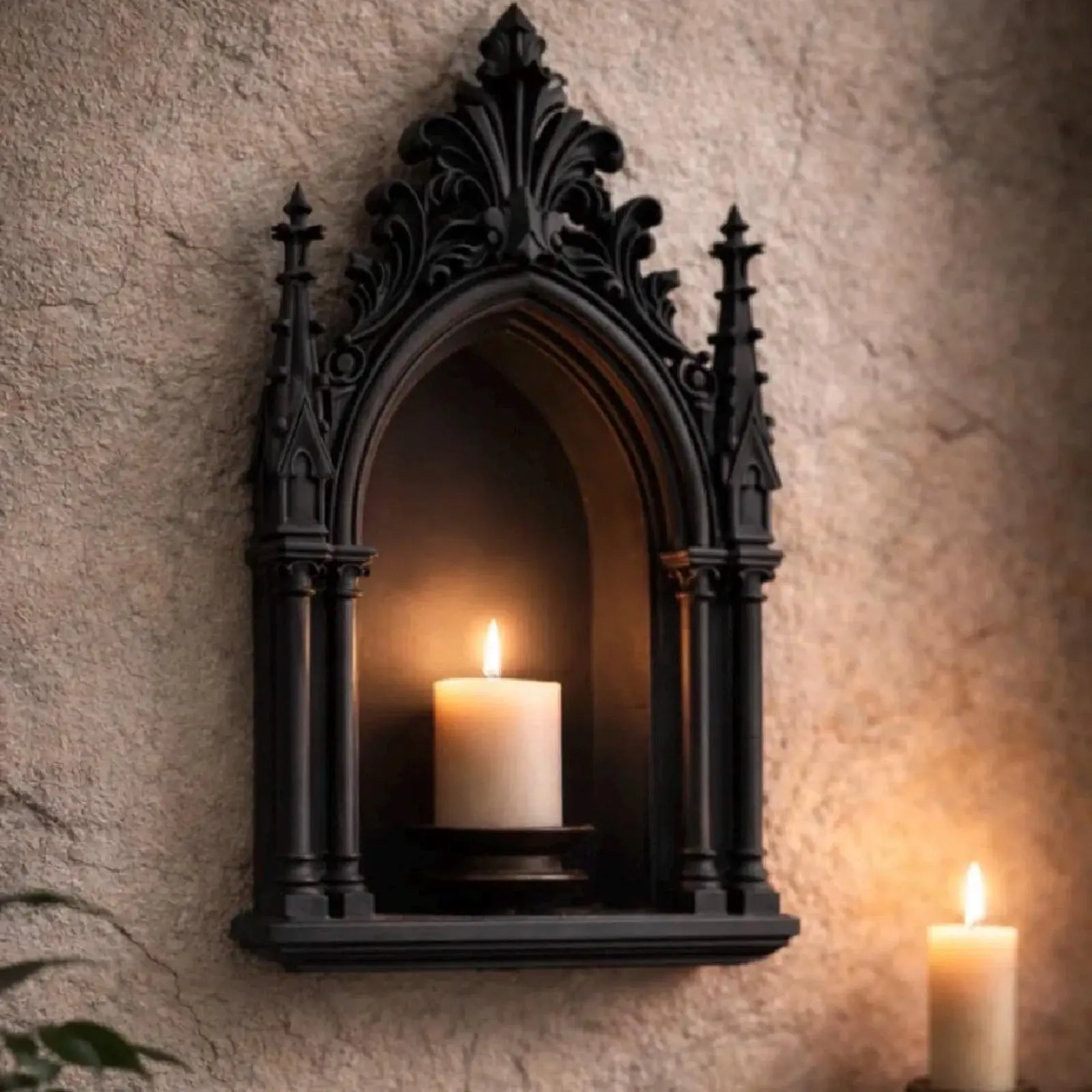 Gothic Cathedral Wall Altar Arched Sconce, Cathedral Arch Wall Shrine, Dark Academia Decor, Medieval Church Inspired Wall Accent, Gothic Home Decoration, Display Niche for Candles, Figurines and Collectibles, Candle Holder Decor, Ornament Candle Holders