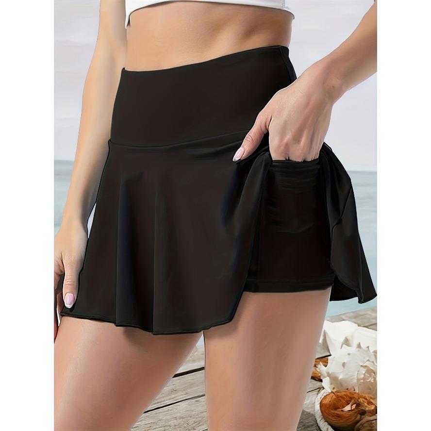 Women's High-Waisted Color Block Tennis Skirt | Slim Fit Sports Skort with Lined Shorts & Pockets for Workout & Casual Wear