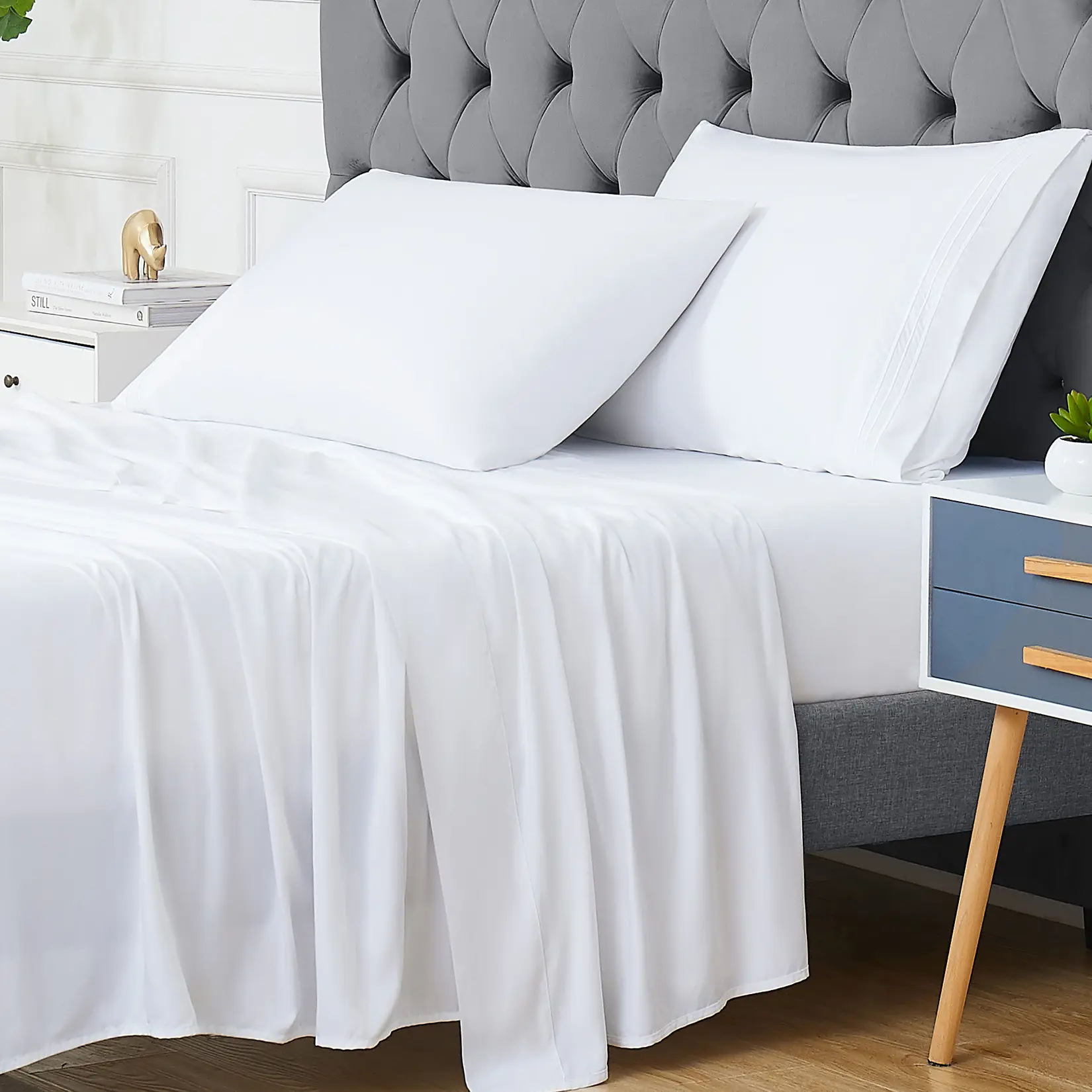 Bamboo Cooling Bed Sheets Set Twin - Silky Soft Moisture Wicking for Hot Sleepers - 3 Pcs Luxury Bedding with 16" Deep Pocket