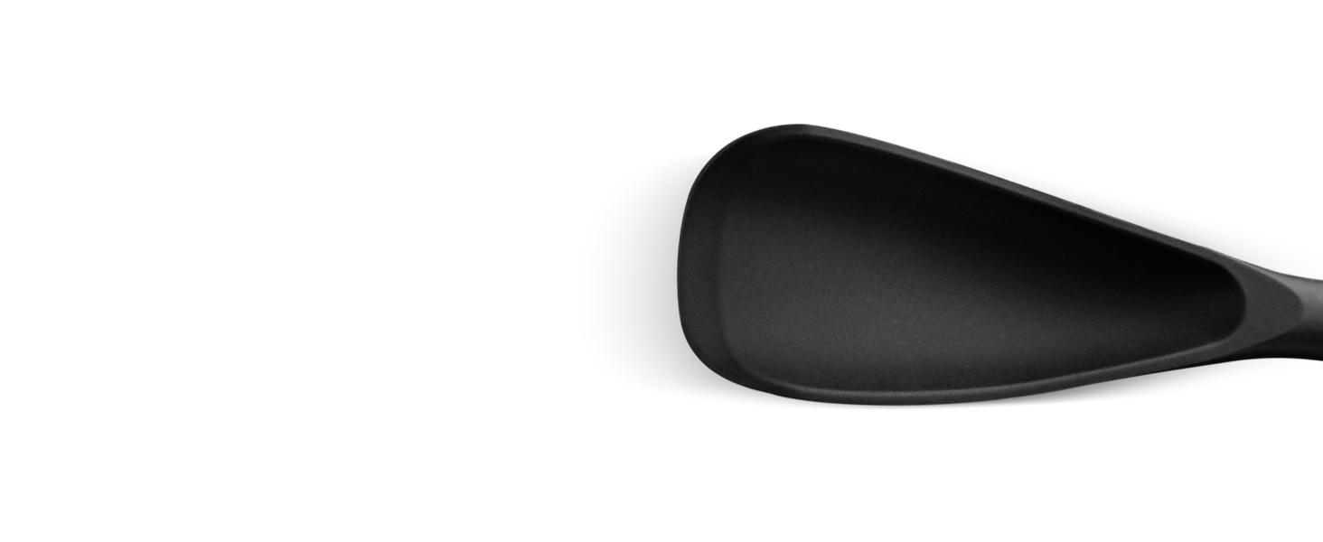 Cooking Spoon for Nonstick Cookwares, for Cooking and Serving Sturdy BPA-Free Matte Silicone, Wood Handle Spoon for Mixing, Scoop, and Scrape (Black & Grey, 11.4 inch)