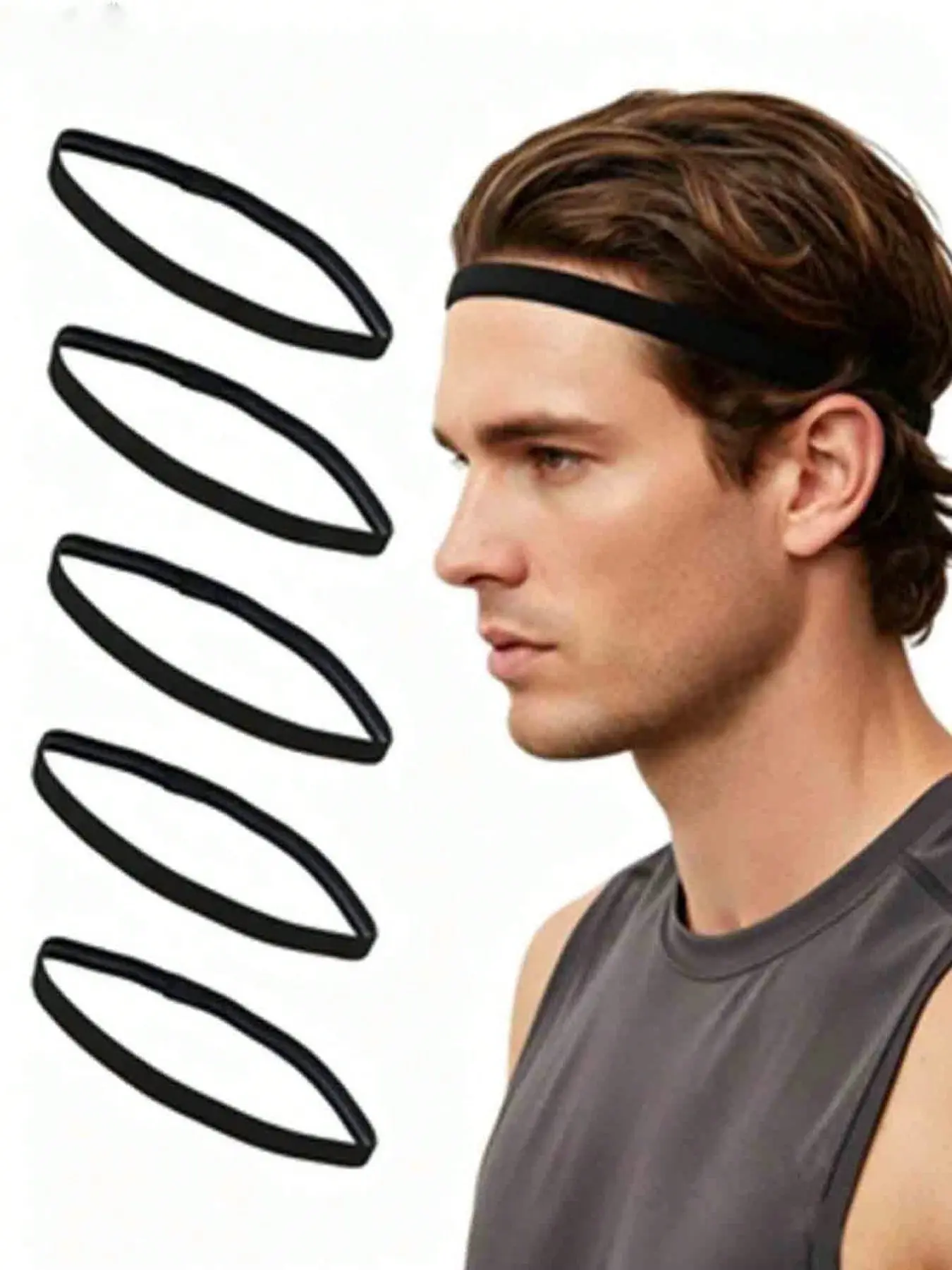 5-Pack Multicolor Thin Sport Hairbands, Non-Slip High-Elastic Sweat Absorbing, Lightweight Invisible Fitness Headbands, Ideal for Gym, Running, Cycling, Yoga, Soccer